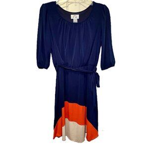 Sweet Storm Dress Women Large Blue Orange Fit Flare Mini Dress Casual Juniors